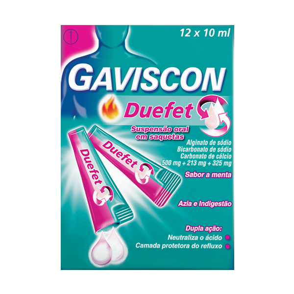 Imagem de Gaviscon Duefet, 500/213/325 mg x 12 susp oral saq
