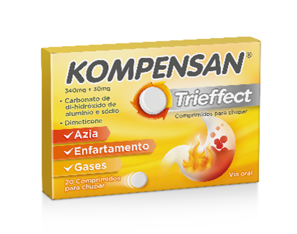 Picture of Kompensan Trieffect , 340 mg + 30 mg Blister 20 Unidade(s) Comp chupar